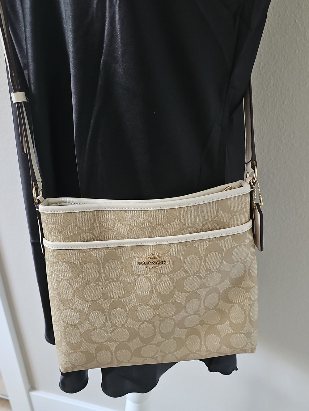 NWOT Coach Beige and Cream Signature Crossbody Bag